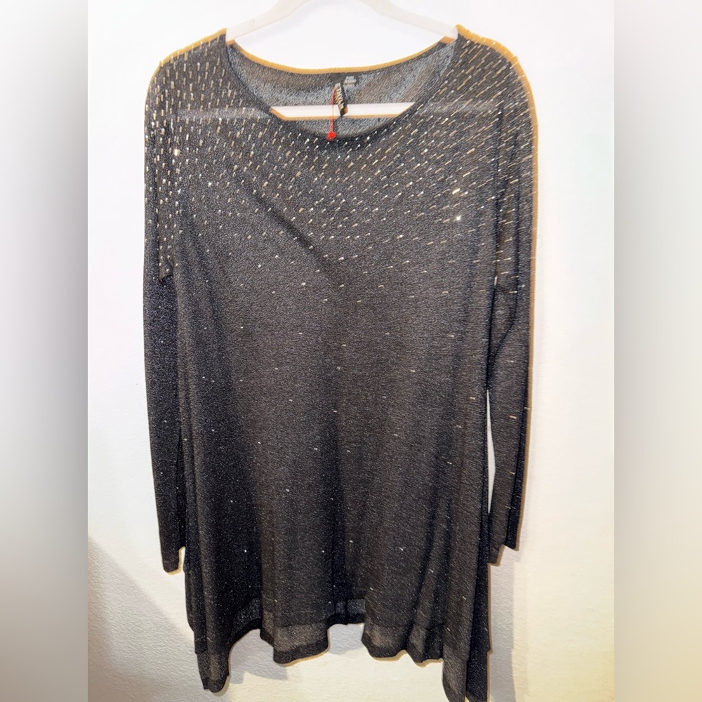 Silver Sequin Long Sleeve Tunic Top